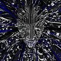 Futuristic Game and Movie Character with Circuit Board Abstract Face in Cyberpunk Mechanical Style