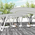 Modern gallery frame arc curve special-shaped landscape gallery frame simple child-mother gallery pavilion 3d model
