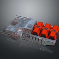 Military Armored Vehicle With Multiple Orange Containers And Heavy Duty Platform