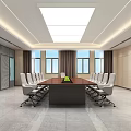 Modern Conference Room Interior With Long Table Comfortable Chairs Large Screen And Ceiling Lights 3d model