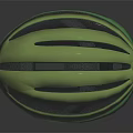 Green And Black Striped Cycling Helmet With Ventilated Structure And Sleek Design