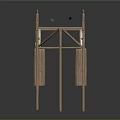Traditional Wooden Covered Bridge Structure With Pillars Roof Tiles And Railings