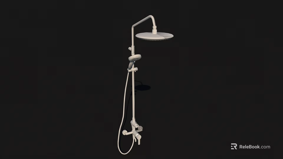 Modern Shower System Design with Overhead Handheld Sprayers and Flexible Hose 3d model 
