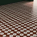 Red And White Checkerboard Pattern Floor Tiles With Small Circular Accents Classic Design 3d model