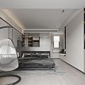 Modern Apartment Black White Gray Simple Single Apartment Homestay Hotel 3d model