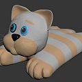 Cute Cat Shaped Pillow With Gray And Beige Stripes And Blue Eyes