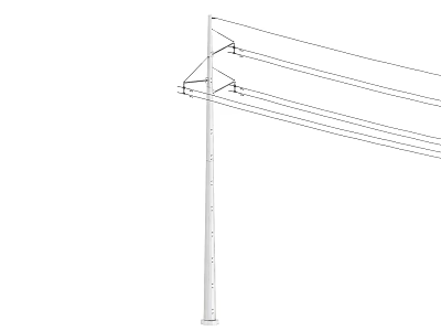 High Quality Industrial Equipment Electric Pole With Power Lines And Support Components 3d model