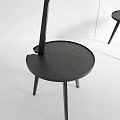 Modern Black Minimalist Side Table With Three Legs And Round Top In Mirror Reflection 3d model