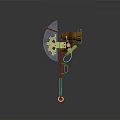 Steampunk Style Hybrid Weapon With Axe Blade Gun Barrel And Gear Decorative Details