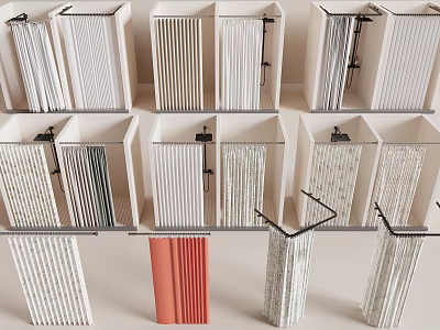 Various Types Of Vertical Window Blinds In Different Colors And Materials 3d model