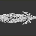 White Wireframe Deer Sculpture Standing On Dark Background With Reflection