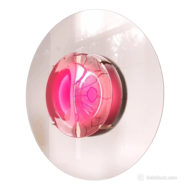 Round Pink Transparent Glass Modern Wall Light with Artistic Textured Interior Design 3d model 