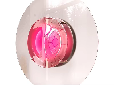 Round Pink Transparent Glass Modern Wall Light with Artistic Textured Interior Design 3d model