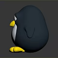 Cute Penguin Toy With Big Eyes Blue Body White Belly Yellow Beak Feet