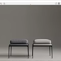 Contemporary Modern Upholstered Stools With Metal Legs And Colorful Patterned Cushions