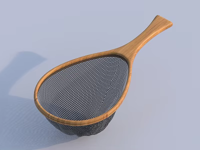 Wooden Handle Metal Mesh Strainer Essential Kitchen Utensil for Cooking Straining 3d model
