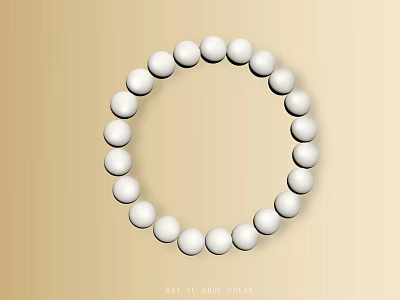 Stylish Circular Jewelry Bracelet Made Of White Beads On Beige Background 3d model