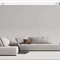 Modern Light Gray L shaped Sectional Sofa with Brown Throw Pillow Gray Blanket and Side Table 3d model