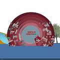 Outdoor Sports And Playground Area With Green Football Field Goalpost Slide And Colorful Fences