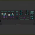 Professional Audio Mixer Console With Black Body Colorful Backlight Knobs Sliders And Buttons