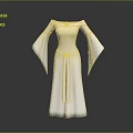 Elegant Woman Wearing White Off the Shoulder Long Dress With Bell Sleeves And Belt