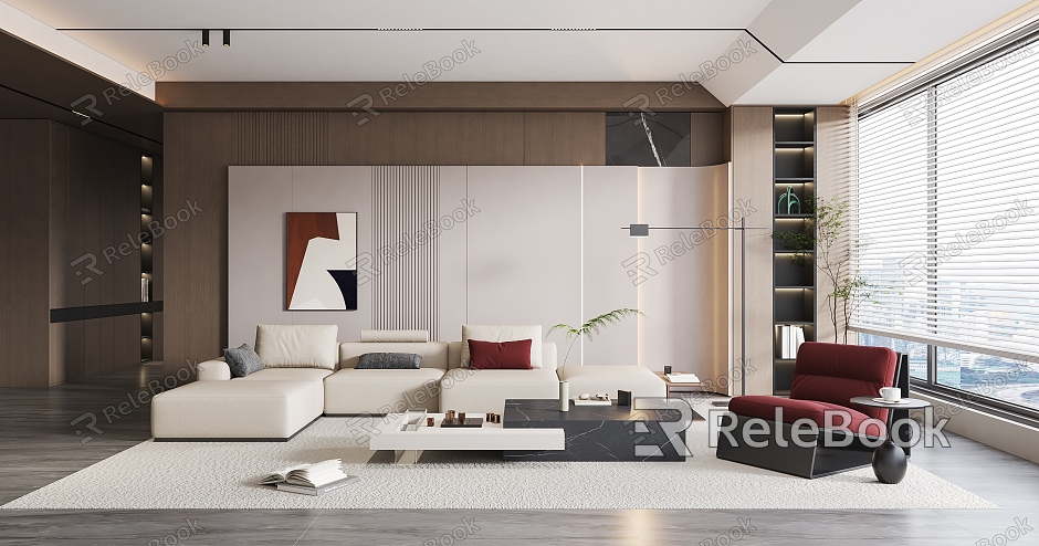 Modern minimalist living room sofa combination model