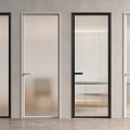 Modern Interior Hinged Doors With Frosted And Ribbed Glass Designs