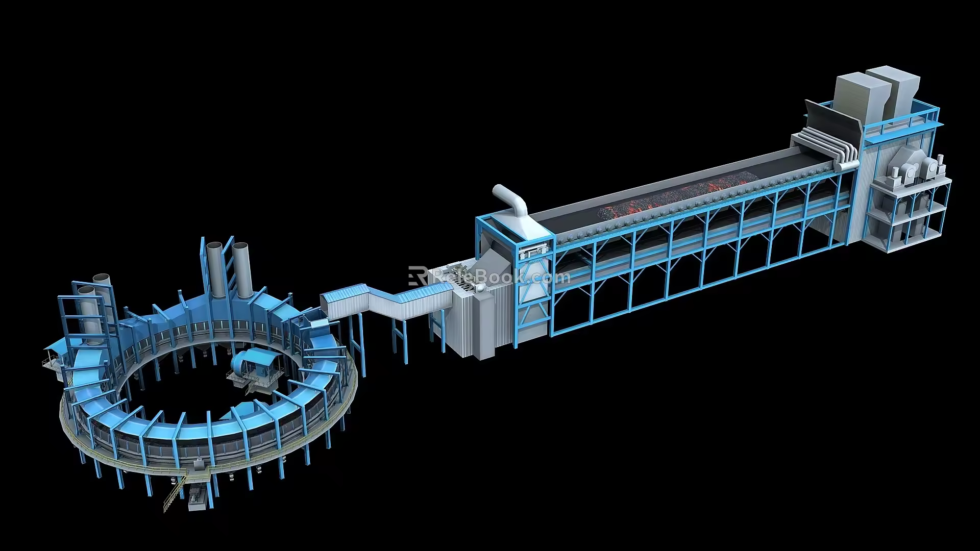 Ring Cooler and Sintering Machine Unit Blast Furnace Sintering Machine Ring Cooler 3d model