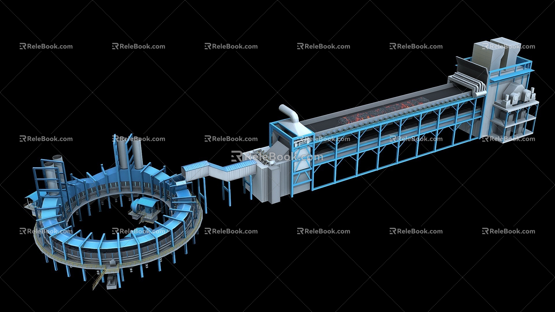 Ring Cooler and Sintering Machine Unit Blast Furnace Sintering Machine Ring Cooler 3d model