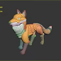 Orange And Gray Fox Character 3D Model Toy Style Detailed Design Figure