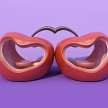Interactive Zone With Red Apple Shaped Design And Heart Connection On Purple Background