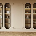 Modern Full Wall Bookcase Books Ornaments Bookshelf 3d model