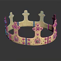 Gold Intricate Headdress Crown With Green And Red Gemstones Decorative Design