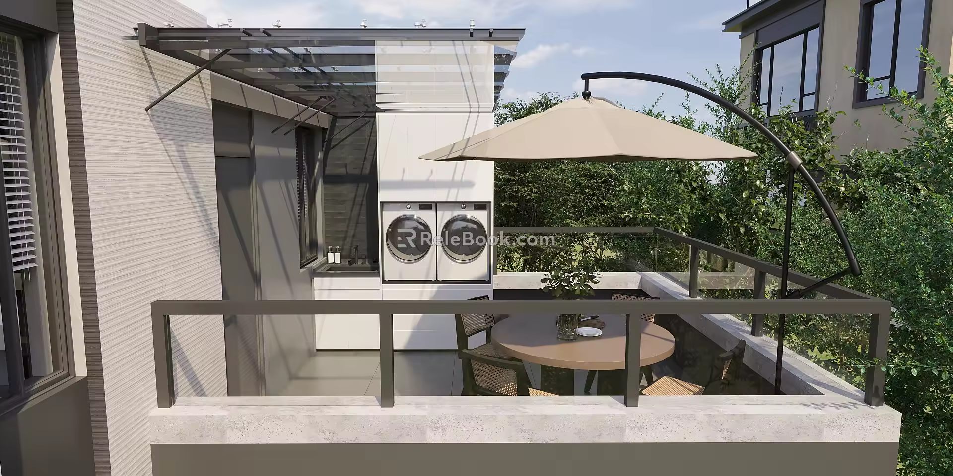 Modern Balcony Terrace 3d model