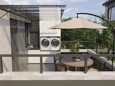 Modern Balcony Terrace 3d model