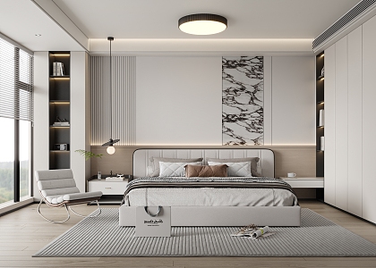 Modern minimalist home bedroom 3d model