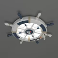 Nautical Ship Steering Wheel Design Ceiling Light White Blue Sailing Pattern Kids Room Decor 3d model