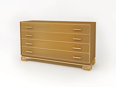 Golden Modern Console Side Cabinet with Multiple Drawers and Decorative Legs for Entryway 3d model