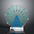 Ferris Wheel Architecture With Lattice Wheel Blue Support And Colorful Illuminated Cabins