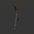 The Flail Weapon with Chain Metal Parts Wooden Handle Metallic Shine and Reflection