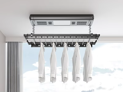 Ceiling Mounted Hanging Clothes Dryer Daily Electrical Appliance For Indoor Home Use With White Shirts 3d model