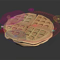 Golden Brown Waffle With Transparent Glaze And Crispy Grid Pattern 3d model
