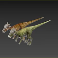 Two Colorful Dinosaurs With Spiked Heads In Standing Posture