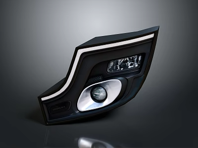 Modern Household Lighting Fixture With Black Finish White Lines And Display Panel 3d model