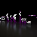 Purple And White Modern Display Structures With Information Panels And Stands 3d model