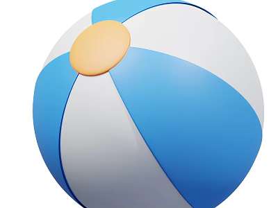 Round Vibrant Blue And White Beach Ball With Orange Top Design 3d model
