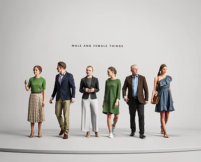 Men and Women Characters White-collar 3d model