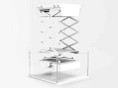 Conference Room Lifting Device With White Folding Metal Frame And Transparent Panel 3d model