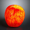 Fresh Juicy Red and Yellow Striped Apple on Smooth Gray Background Surface