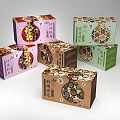 Luxury Ornament Decoration Set with Multiple Color Gift Boxes and Exquisite Patterns 3d model